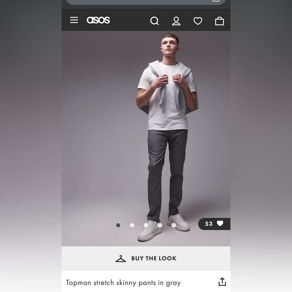 ASOS NWT “Topman” stretch skinny pants in gray 34x30 - Picture 3 of 8